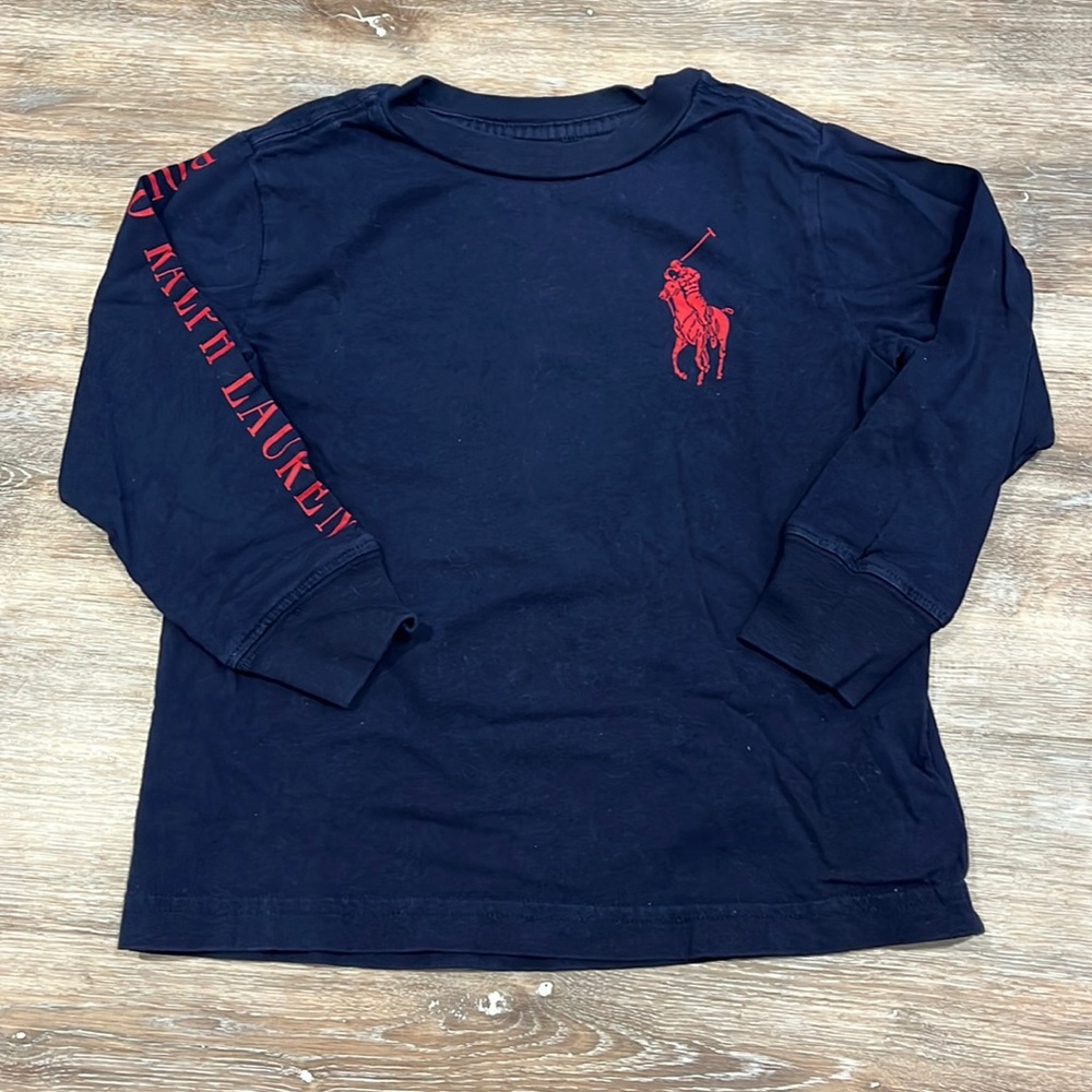 Polo Ralph Lauren Boys LS Graphic Tee, navy, 2T
